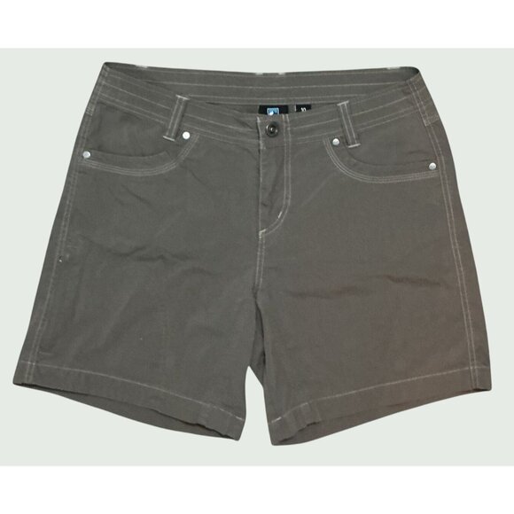 KUHL Khaki Womens Hiking Splash Shorts , Fishing, Pockets Vintage Patina Dye Med - Picture 1 of 13
